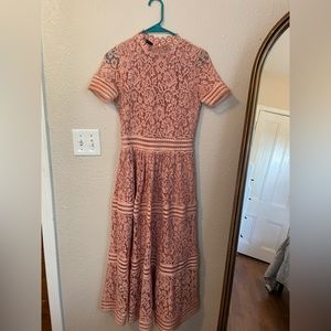 Aly Daly lace mauve bridesmaids wedding midi dress size small